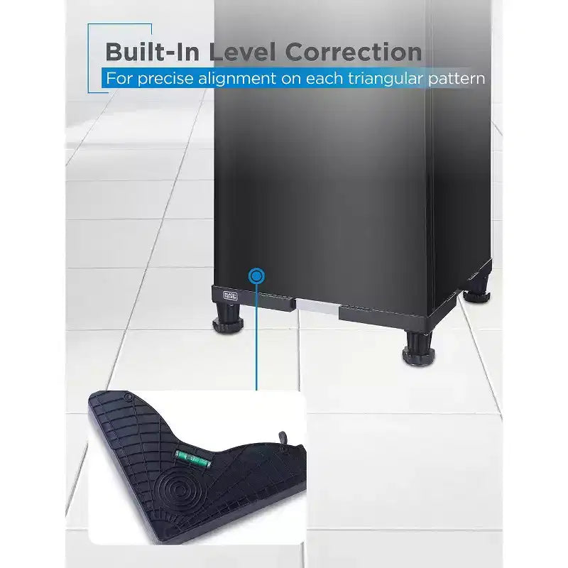 Pied support réglable BLACK+DECKER, base compacte 4H avec patins anti-vibrations, cadre en acier inoxydable, supporte 317 kg, BWS16, noir