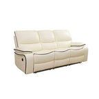 Canapé inclinable électrique, fauteuil inclinable en cuir 3 places électrique avec chargement USB, table réversible et éclairage LED pour salon, blanc cassé
