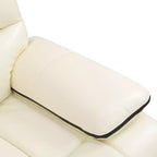 Canapé inclinable électrique, fauteuil inclinable en cuir 3 places électrique avec chargement USB, table réversible et éclairage LED pour salon, blanc cassé