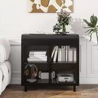 GDFStudio Leah 31.49'' Modern Sideboard Buffet Cabinet with 2 Tempered Glass Doors and 1 Flip Top