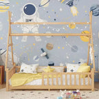 Cadre de lit en forme de maison double/complet avec clôture et lumières décoratives, lit étudiant moderne pour chambre à coucher, chambre d'enfants, salles de jeux