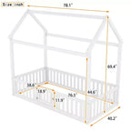 Lit cabane pour enfants, lit Montessori en bois avec barrière et porte, lit cabane complet avec toit pour filles et garçons