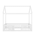 Lit cabane pour enfants, lit Montessori en bois avec barrière et porte, lit cabane complet avec toit pour filles et garçons