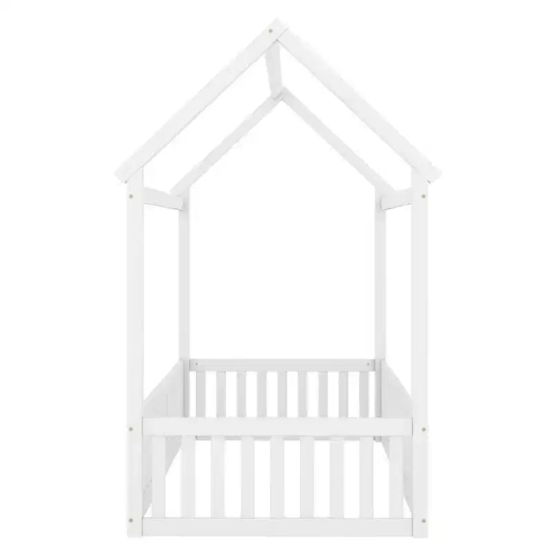 Lit cabane pour enfants, lit Montessori en bois avec barrière et porte, lit cabane complet avec toit pour filles et garçons