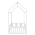 Lit cabane pour enfants, lit Montessori en bois avec barrière et porte, lit cabane complet avec toit pour filles et garçons