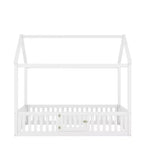 Lit cabane pour enfants, lit Montessori en bois avec barrière et porte, lit cabane complet avec toit pour filles et garçons
