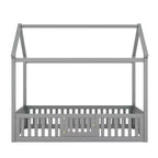 Lit cabane pour enfants, lit Montessori en bois avec barrière et porte, lit cabane complet avec toit pour filles et garçons