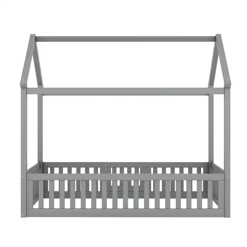 Lit cabane pour enfants, lit Montessori en bois avec barrière et porte, lit cabane complet avec toit pour filles et garçons