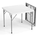 VINGLI White Card Square Table, 34 inch Foldable Legs Full Table Top, Easy to Set up and Store, Folding Portable for Indoor, Outdoor