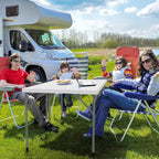 Table carrée carte blanche, pieds pliables de 86 cm, plateau de table complet, facile à installer et à ranger, pliable et portable pour l'intérieur et l'extérieur