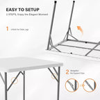 Table carrée carte blanche, pieds pliables de 86 cm, plateau de table complet, facile à installer et à ranger, pliable et portable pour l'intérieur et l'extérieur
