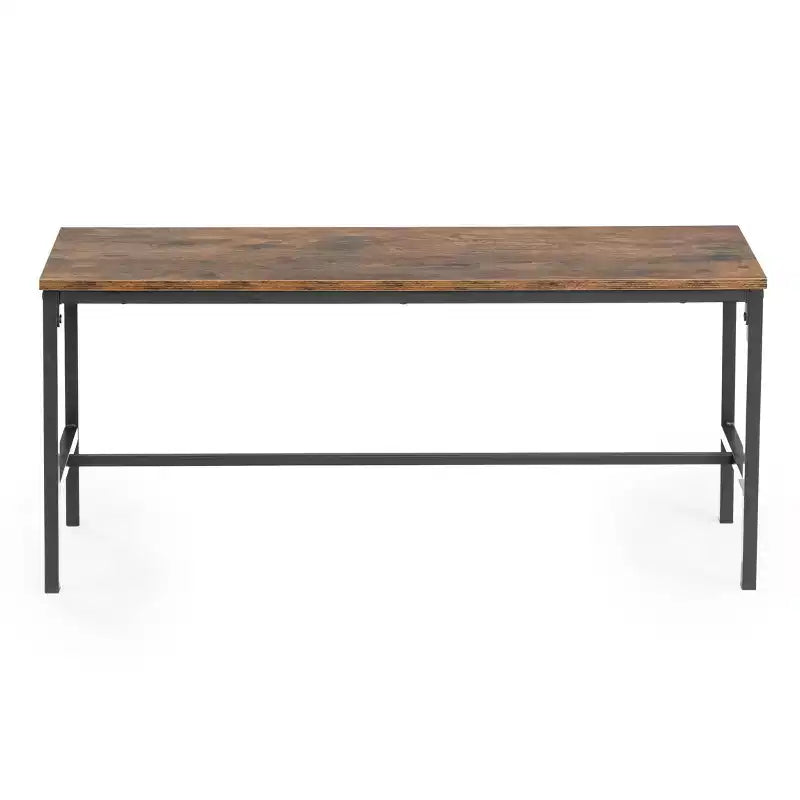 Ensemble de salle à manger 3 pièces avec 2 bancs, ensemble de cuisine et salle à manger peu encombrant pour la maison ou le restaurant, cadre en métal et plateau en MDF, marron