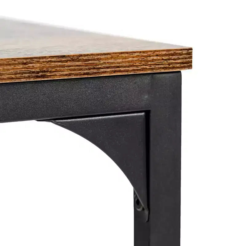 Ensemble de salle à manger 3 pièces avec 2 bancs, ensemble de cuisine et salle à manger peu encombrant pour la maison ou le restaurant, cadre en métal et plateau en MDF, marron