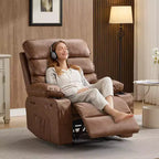 Fauteuil inclinable manuel extra large en cuir PU pour adultes avec massage et chauffage