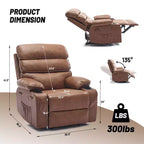 Fauteuil inclinable manuel extra large en cuir PU pour adultes avec massage et chauffage