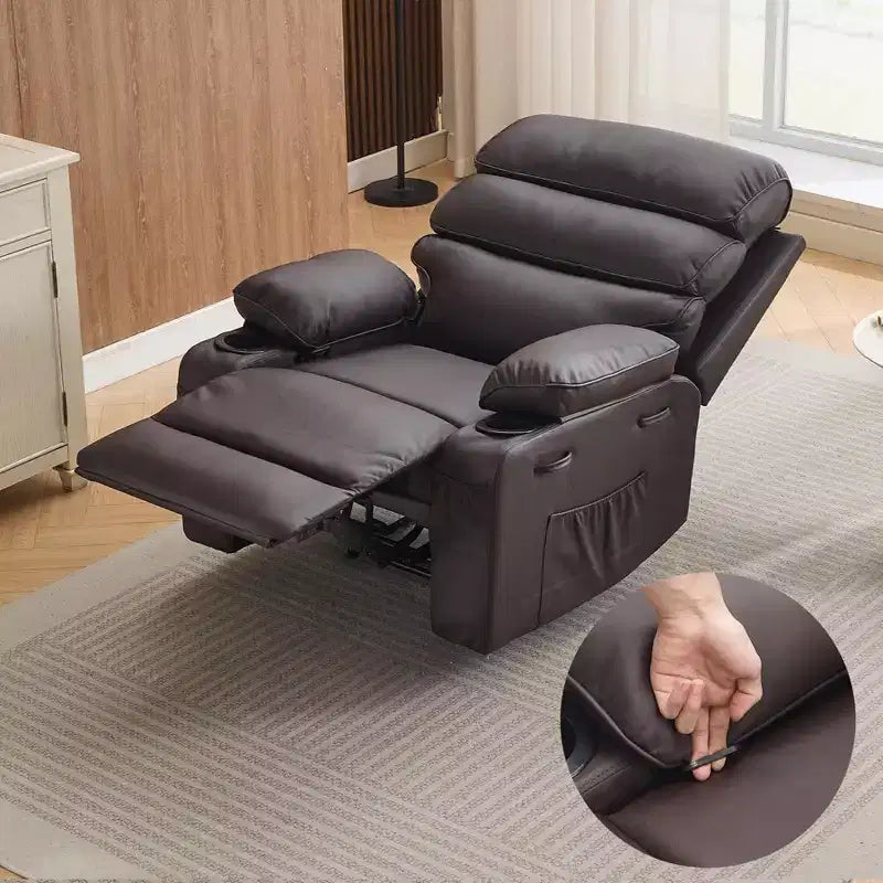 Fauteuil inclinable manuel extra large en cuir PU pour adultes avec massage et chauffage