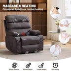 Fauteuil inclinable manuel extra large en cuir PU pour adultes avec massage et chauffage
