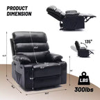 Fauteuil inclinable manuel extra large en cuir PU pour adultes avec massage et chauffage
