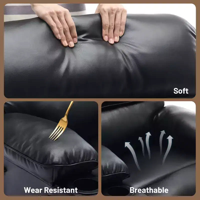Fauteuil inclinable manuel extra large en cuir PU pour adultes avec massage et chauffage