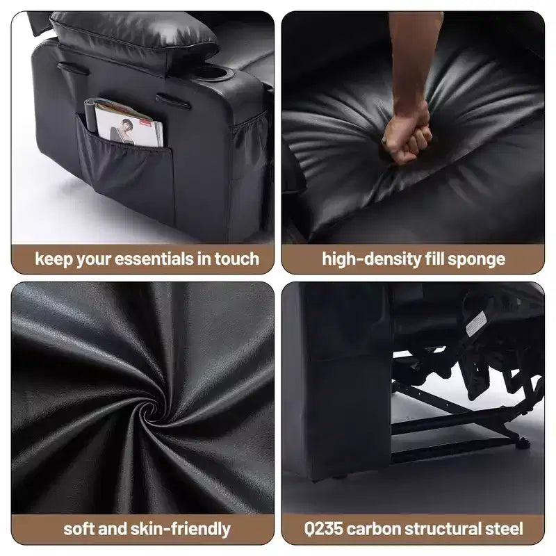Fauteuil inclinable manuel extra large en cuir PU pour adultes avec massage et chauffage