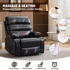 Fauteuil inclinable manuel extra large en cuir PU pour adultes avec massage et chauffage
