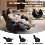 Fauteuil inclinable manuel extra large en cuir PU pour adultes avec massage et chauffage