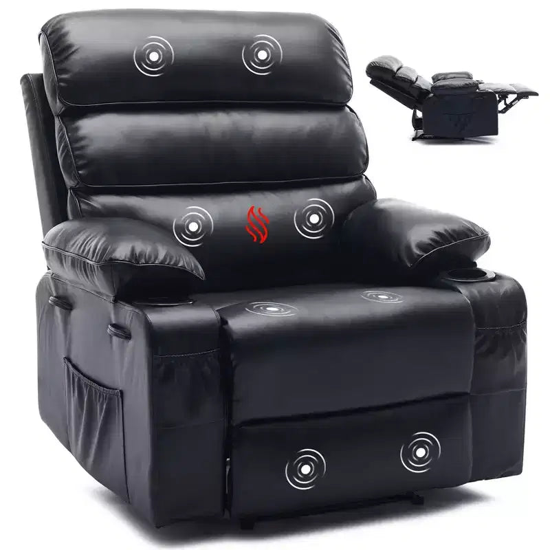 Fauteuil inclinable manuel extra large en cuir PU pour adultes avec massage et chauffage