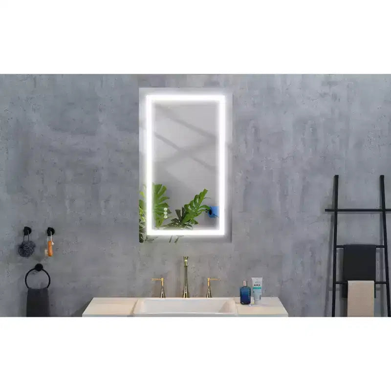 Miroir de salle de bain anti-buée avec mémoire et 3 couleurs, miroir de courtoisie avec intensité réglable en continu, miroir mural pour salle de bain, salon