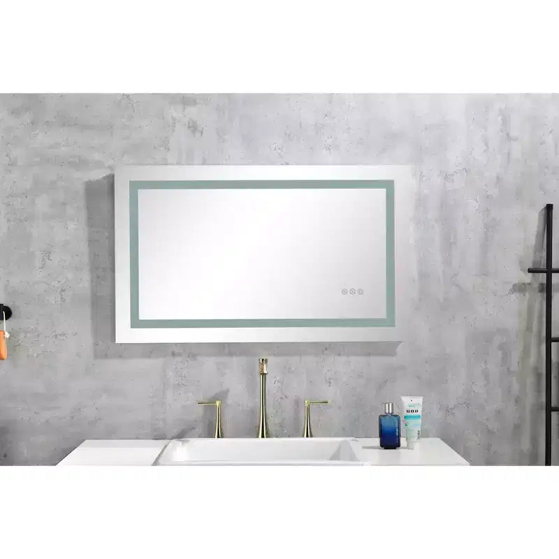 Miroir de salle de bain anti-buée avec mémoire et 3 couleurs, miroir de courtoisie avec intensité réglable en continu, miroir mural pour salle de bain, salon