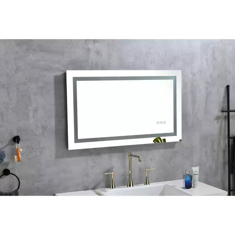 Miroir de salle de bain anti-buée avec mémoire et 3 couleurs, miroir de courtoisie avec intensité réglable en continu, miroir mural pour salle de bain, salon