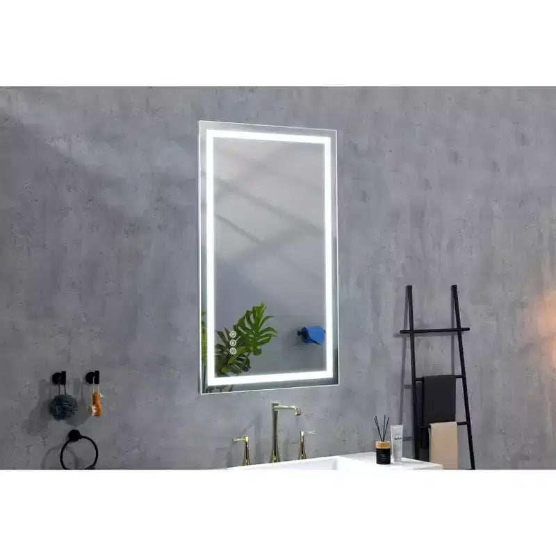 Miroir de salle de bain anti-buée avec mémoire et 3 couleurs, miroir de courtoisie avec intensité réglable en continu, miroir mural pour salle de bain, salon