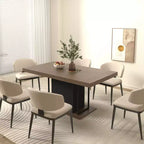 Table de salle à manger extensible rectangulaire de 199,9 cm pour 6 à 10 personnes, table pliante avec plateau effet vieilli, table de cuisine pour salle à manger, noir + marron