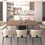 Table de salle à manger extensible rectangulaire de 199,9 cm pour 6 à 10 personnes, table pliante avec plateau effet vieilli, table de cuisine pour salle à manger, noir + marron