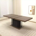 Table de salle à manger extensible rectangulaire de 199,9 cm pour 6 à 10 personnes, table pliante avec plateau effet vieilli, table de cuisine pour salle à manger, noir + marron