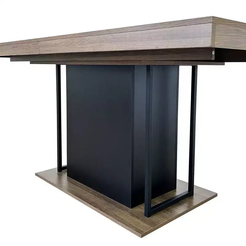 Table de salle à manger extensible rectangulaire de 199,9 cm pour 6 à 10 personnes, table pliante avec plateau effet vieilli, table de cuisine pour salle à manger, noir + marron