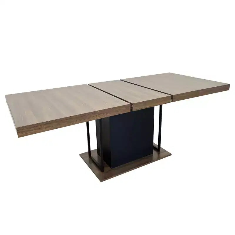 Table de salle à manger extensible rectangulaire de 199,9 cm pour 6 à 10 personnes, table pliante avec plateau effet vieilli, table de cuisine pour salle à manger, noir + marron