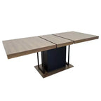 Table de salle à manger extensible rectangulaire de 199,9 cm pour 6 à 10 personnes, table pliante avec plateau effet vieilli, table de cuisine pour salle à manger, noir + marron