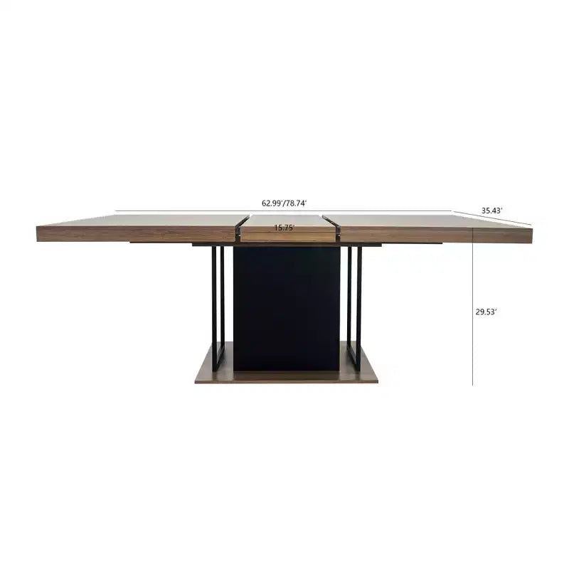 Table de salle à manger extensible rectangulaire de 199,9 cm pour 6 à 10 personnes, table pliante avec plateau effet vieilli, table de cuisine pour salle à manger, noir + marron