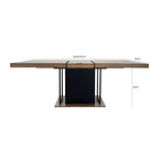 Table de salle à manger extensible rectangulaire de 199,9 cm pour 6 à 10 personnes, table pliante avec plateau effet vieilli, table de cuisine pour salle à manger, noir + marron