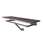 Pipe Decor 36 in. Wall Mounted Clothing Rack with Wood Shelf, Trail Brown