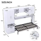 Lit mural escamotable Twin Size avec étagères de rangement et armoire, lit escamotable pliant avec table pour chambre à coucher ou chambre d'amis, blanc