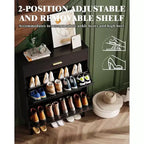 Meuble à chaussures pour entrée, Meuble de rangement pour chaussures autoportant avec 2 tiroirs basculants, Organisateur de rangement pour chaussures caché