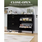 Meuble à chaussures pour entrée, Meuble de rangement pour chaussures autoportant avec 2 tiroirs basculants, Organisateur de rangement pour chaussures caché