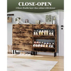 Meuble à chaussures pour entrée, Meuble de rangement pour chaussures autoportant avec 2 tiroirs basculants, Organisateur de rangement pour chaussures caché