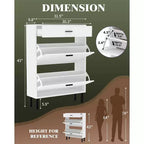 Meuble à chaussures pour entrée, Meuble de rangement pour chaussures autoportant avec 2 tiroirs basculants, Organisateur de rangement pour chaussures caché