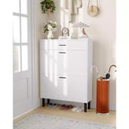 Meuble à chaussures pour entrée, Meuble de rangement pour chaussures autoportant avec 2 tiroirs basculants, Organisateur de rangement pour chaussures caché