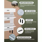 Meuble à chaussures pour entrée, Meuble de rangement pour chaussures autoportant avec 2 tiroirs basculants, Organisateur de rangement pour chaussures caché