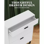 Meuble à chaussures pour entrée, Meuble de rangement pour chaussures autoportant avec 2 tiroirs basculants, Organisateur de rangement pour chaussures caché