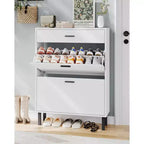 GustoWave Shoe Storage Cabinet for Entryway, Free Standing Shoe Organizer with 2 Flip Drawers, Hidden Shoe Rack Storage Organizer