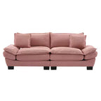 Canapé 2 places en velours côtelé Rembourré Assise profonde Canapé confortable avec oreillers pour chambre à coucher, salon, bureau Rose